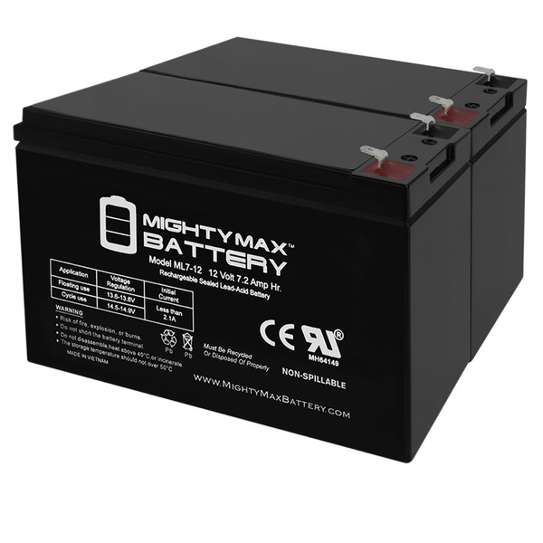 Mighty Max Battery 12V 7A EP1270 EP1280 TC1075 TC1270 IM1270 MX12070 PW1207 KB1270 2 Pack ML7-12MP2368151